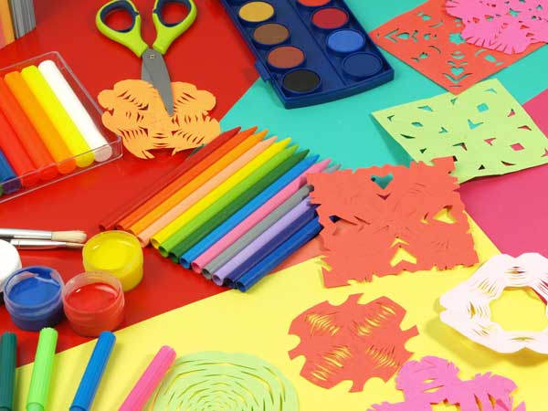 markers, paper, and crafts activities for children