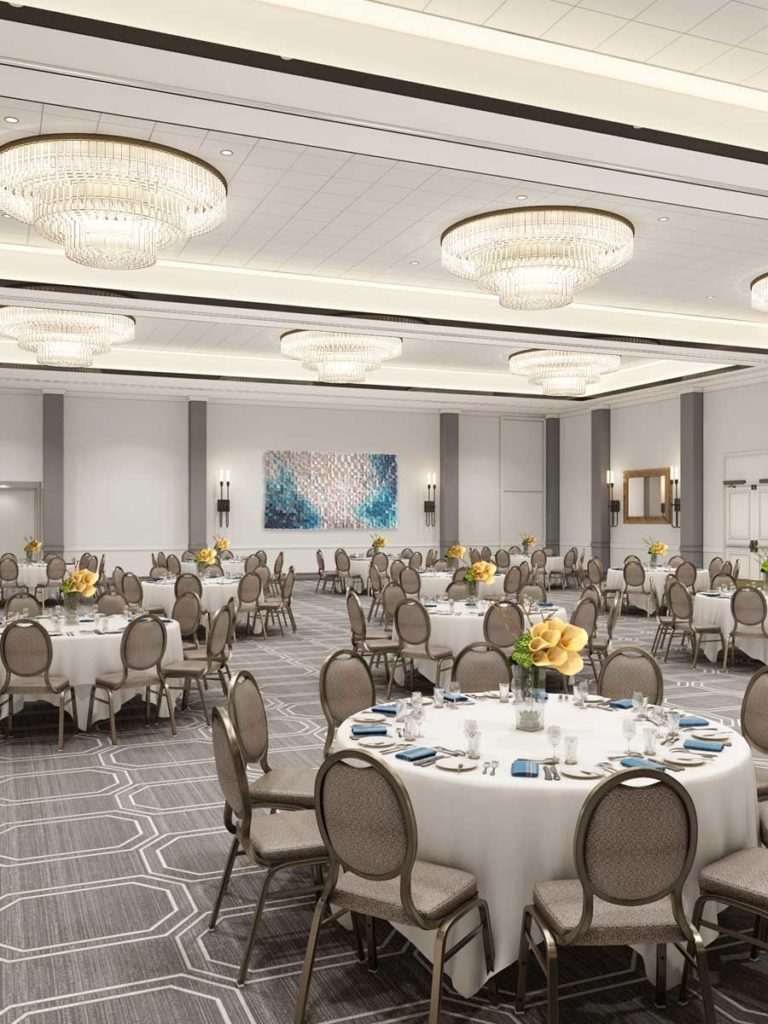International Ballroom with round tables and place settings San Diego