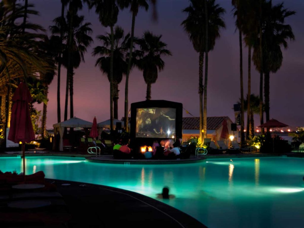 Pool movie night at San Diego Mission Bay Resort