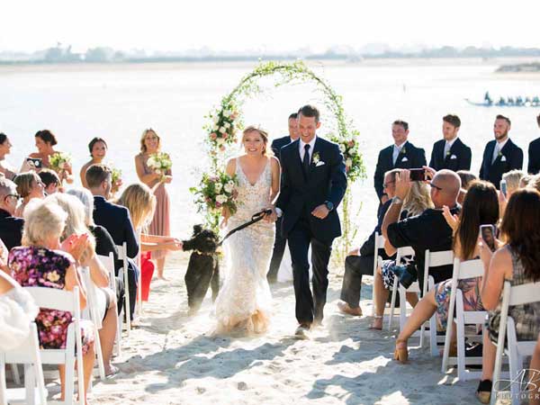 San Diego beach wedding with dog