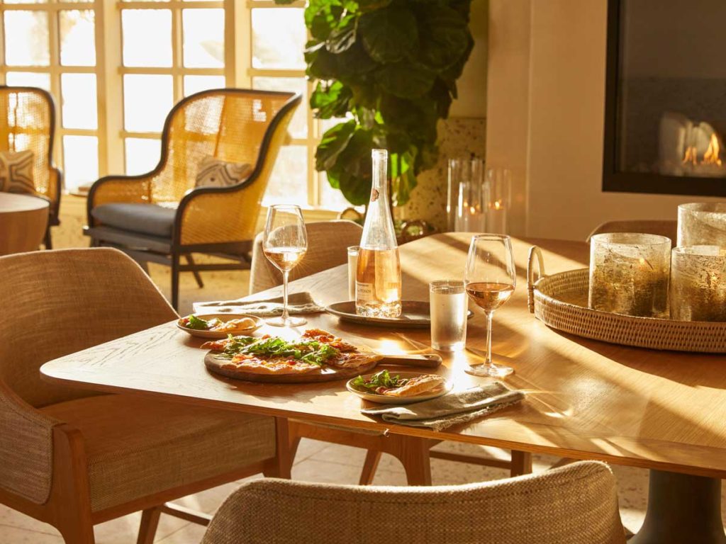 Pizza and white wine at Covewood.
