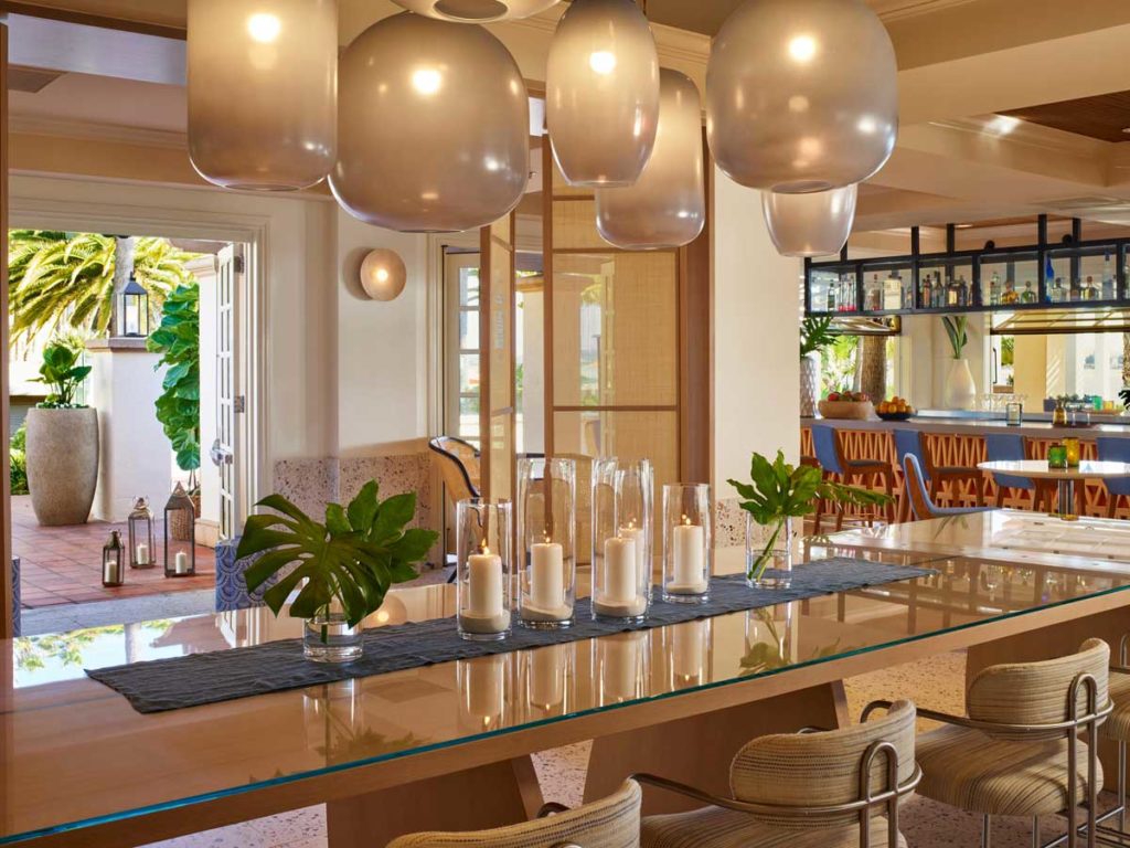 Large table inside Covewood Restaurant.