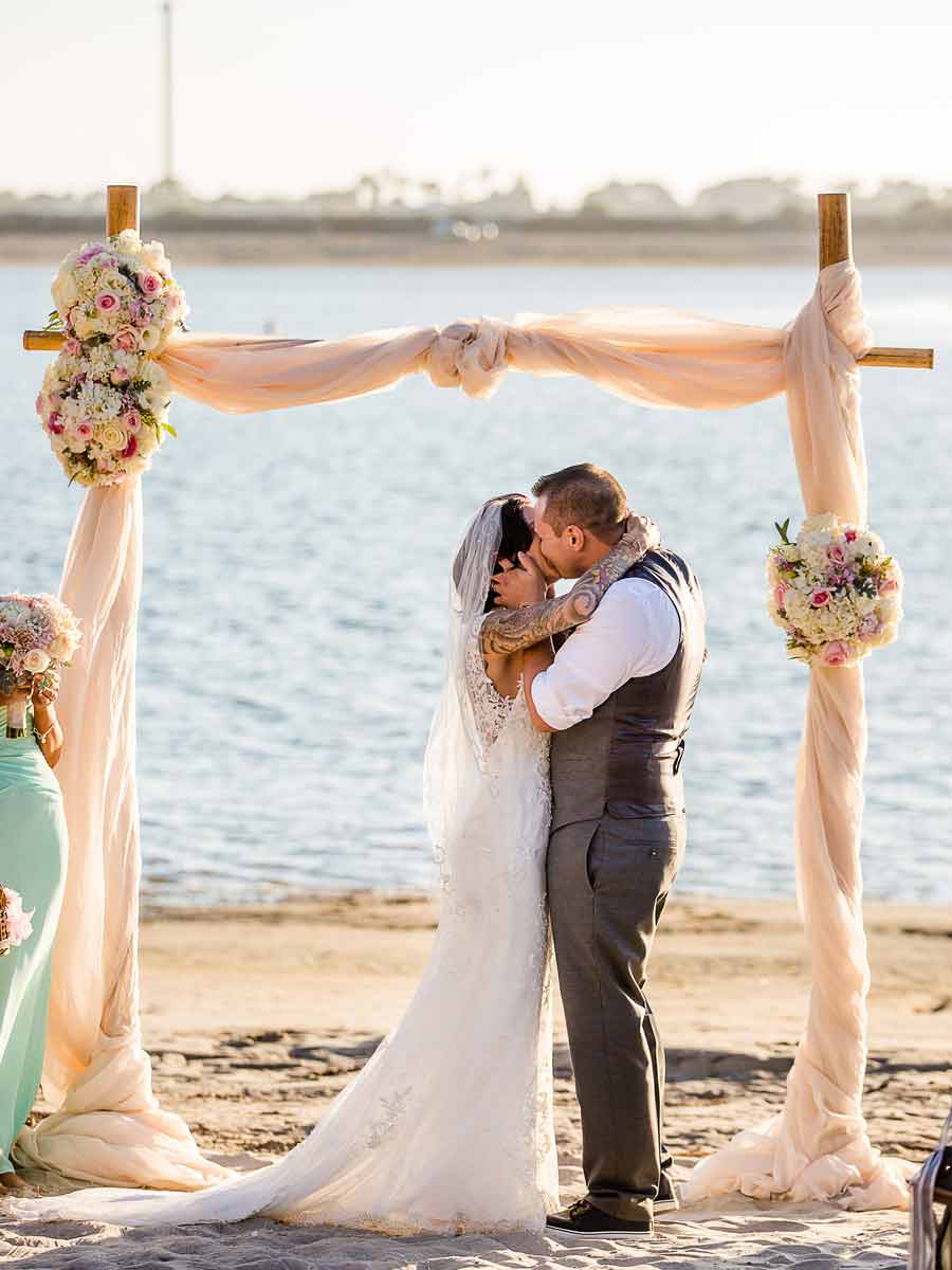 Beach wedding ceremony.