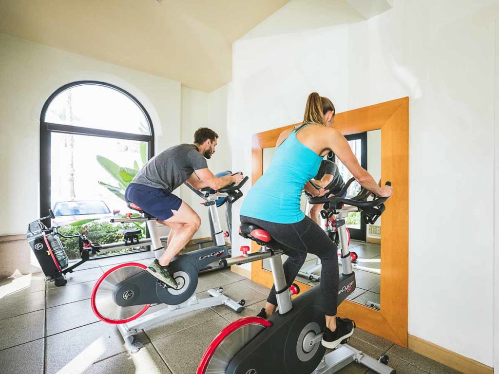 Couple in the fitness room.