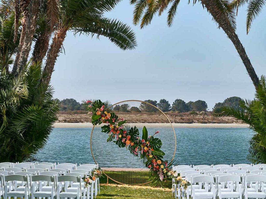 Wedding ceremony by the ocean.