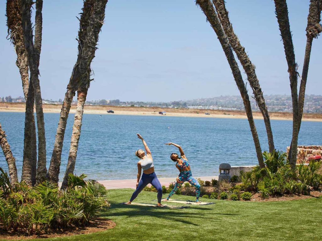 Yoga on the beach in San Diego.