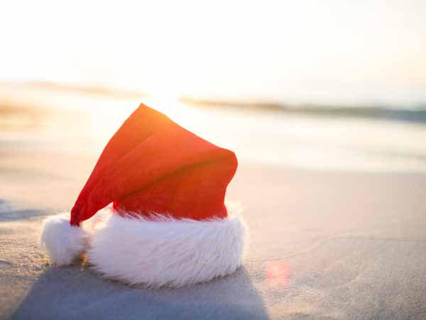 Santa Hat On The Sand.