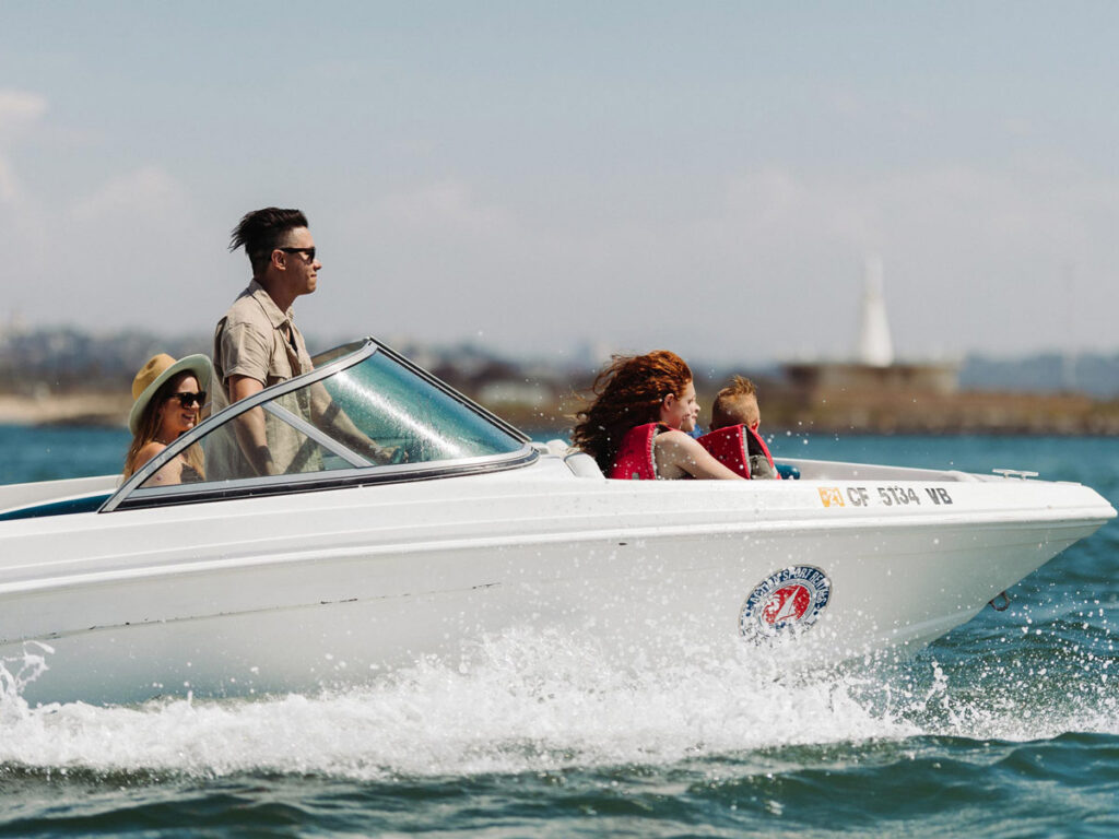 Family On A Boat In San Diego